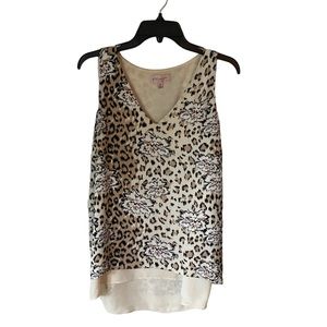 Philosophy Hi Lo Tank Top Leopard Cheetah Floral Sleeveless Tunic Blouse Sz M
